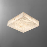 White Rectangular Stone LED Flush Mount Ceiling Light Image - 2