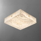 White Rectangular Stone LED Flush Mount Ceiling Light Image - 3