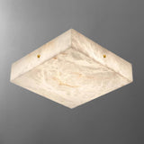 White Rectangular Stone LED Flush Mount Ceiling Light Image - 5