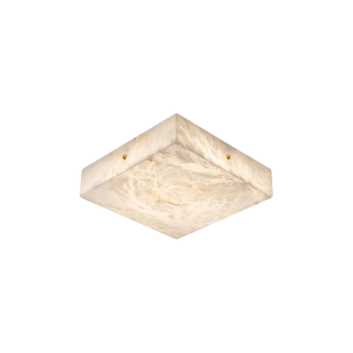 White Rectangular Stone LED Flush Mount Ceiling Light Image - 8