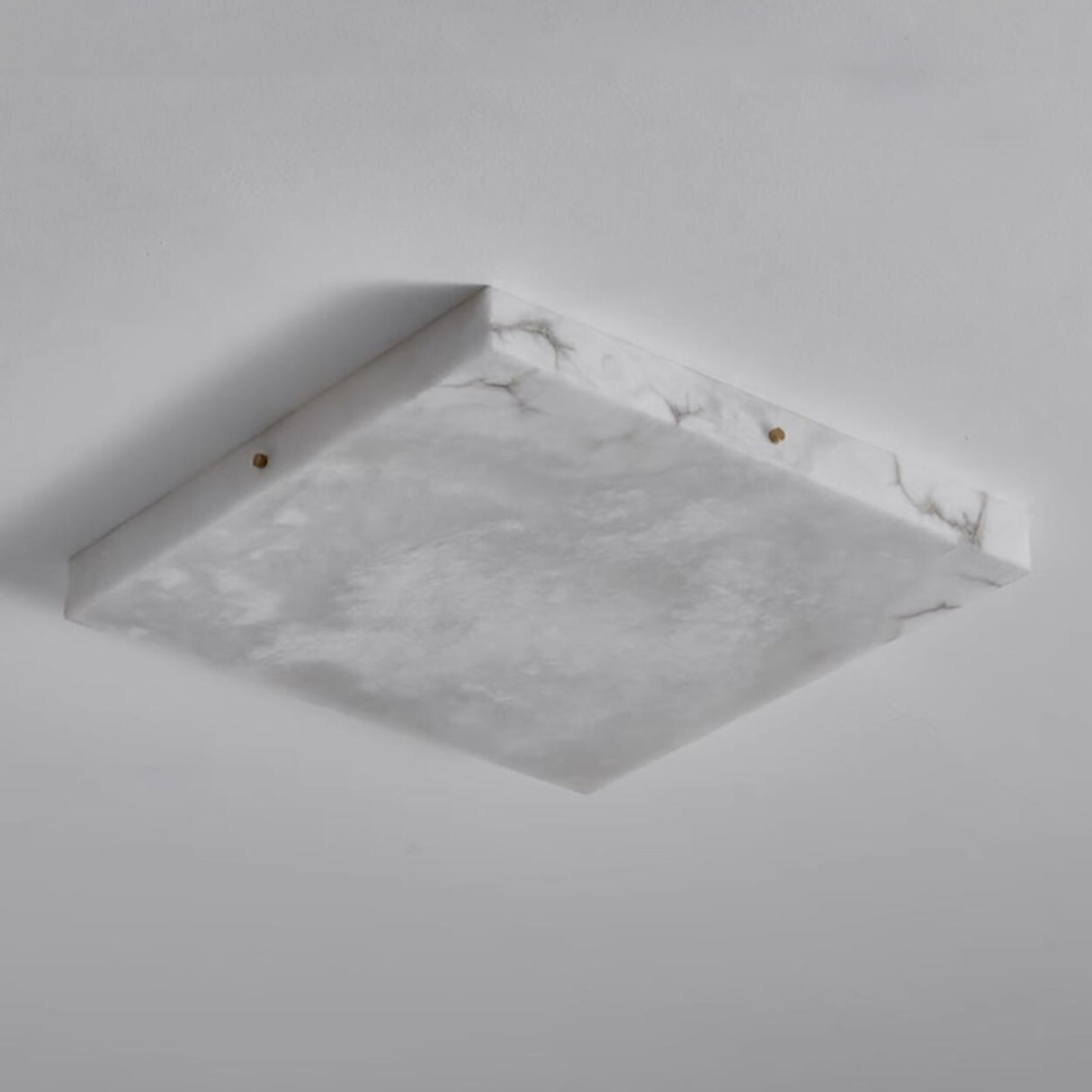 White Rectangular Stone LED Flush Mount Ceiling Light Image - 9