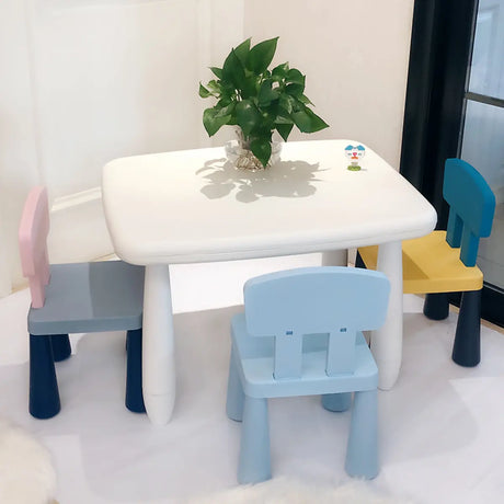 White Rectangular Toddler Table Chair 4 Piece Set Image - 2