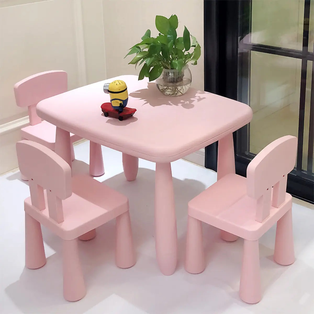 White Rectangular Toddler Table Chair 4 Piece Set Image - 5