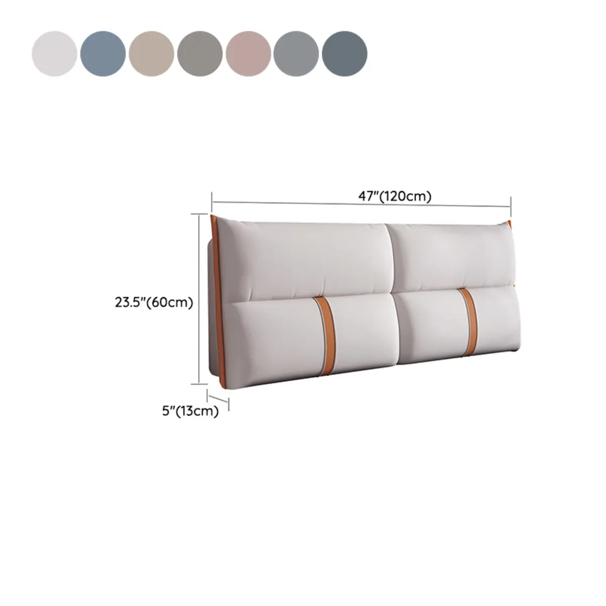 White Rectangular Upholstered Low Height Headboard 