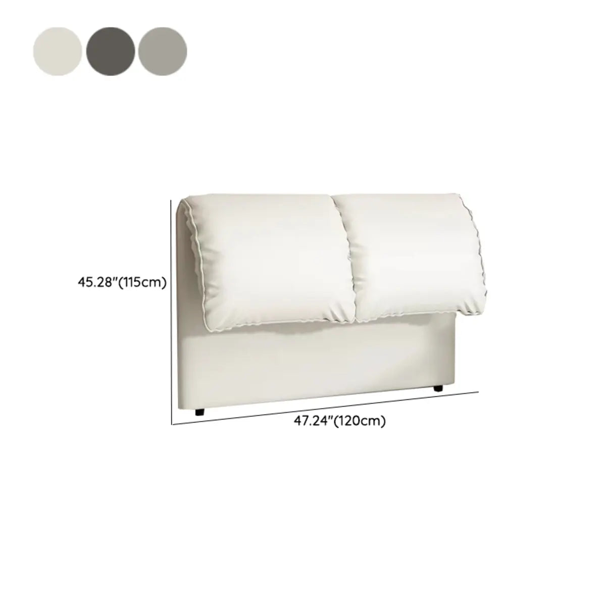 White Rectangular Upholstered Panel Headboard with Legs 