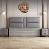 White Rectangular Upholstered Standard Height Headboard Image - 4