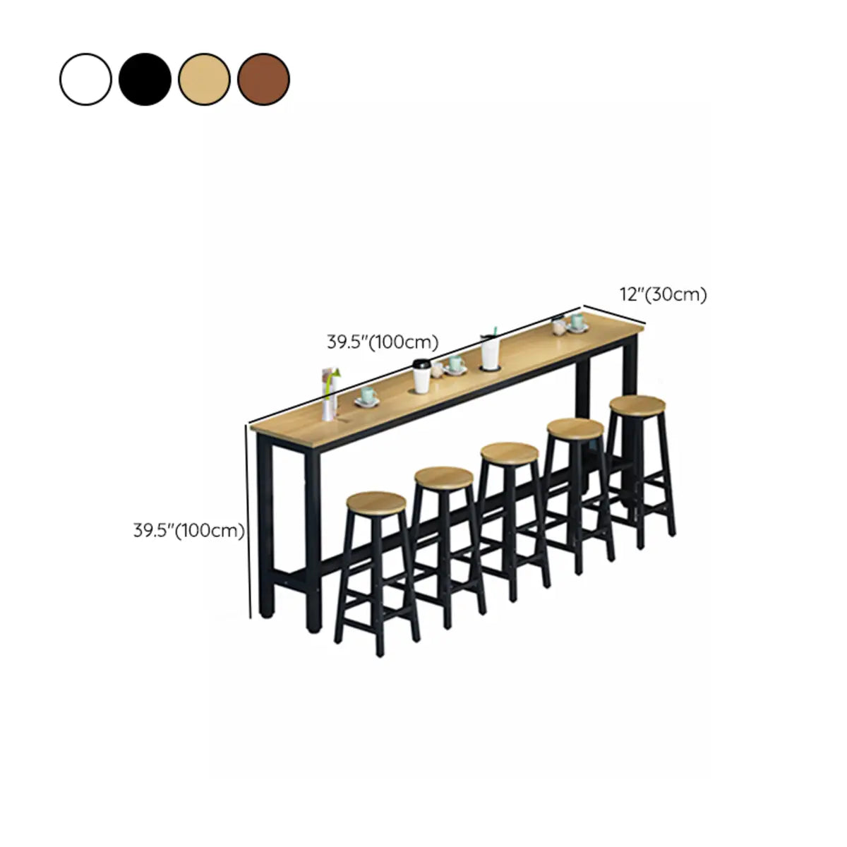 White Rectangular Wood Bar Table Bar Counter With Footrest 