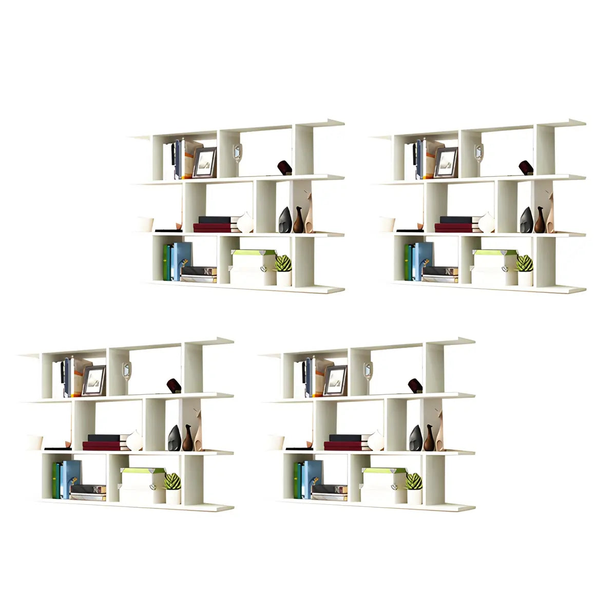 White Rectangular Wood Large Wall Mounted Wine Rack Image - 12