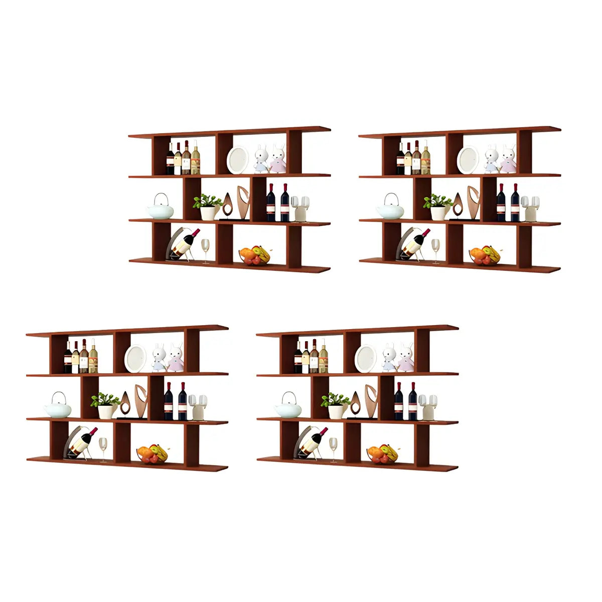 White Rectangular Wood Large Wall Mounted Wine Rack Image - 16