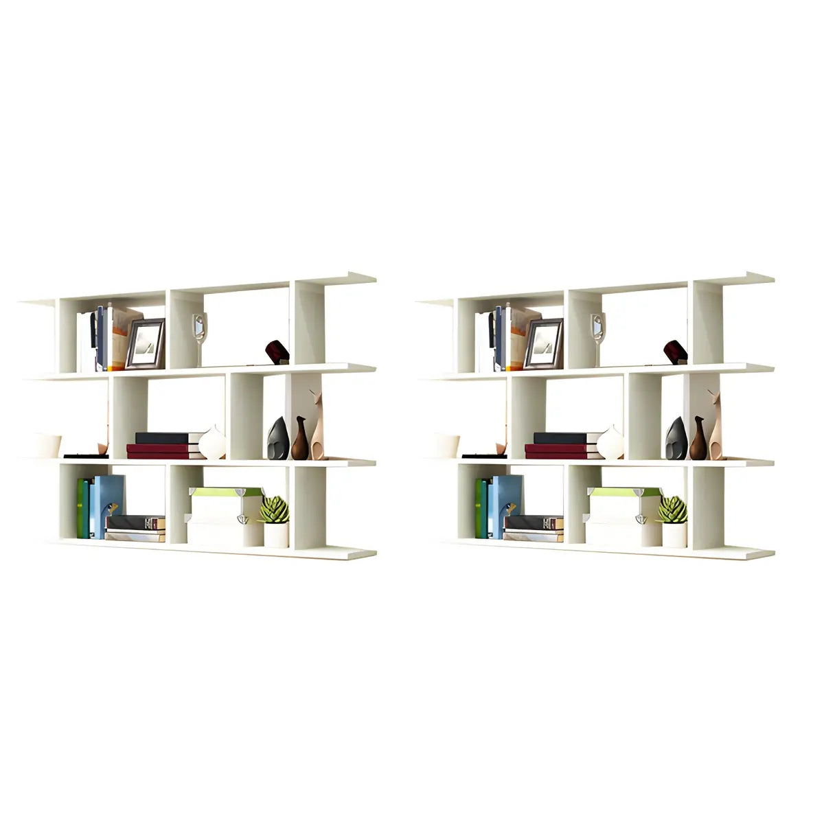 White Rectangular Wood Large Wall Mounted Wine Rack Image - 2