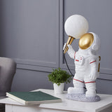 White Resin LED Astronaut Moon Decorative Table Lamp Image - 12