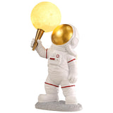 White Resin LED Astronaut Moon Decorative Table Lamp Image - 7