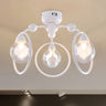 White Ring Glass Ball Semi-Flush Mount Light 3-Light Image - 1