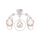 White Ring Glass Ball Semi-Flush Mount Light 3-Light Image - 4