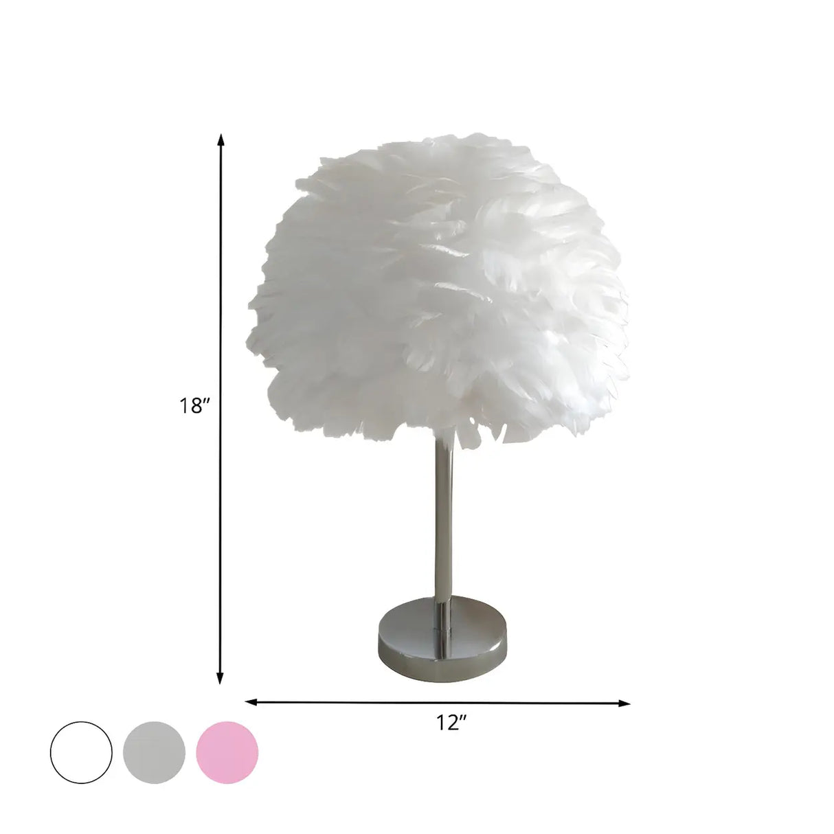 White Romantic Bedroom Feather Ball Decor Table Lamp 