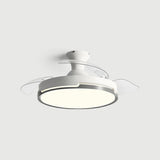 White Round 3 Clear Blade Ceiling Fan with LED Light Image - 11