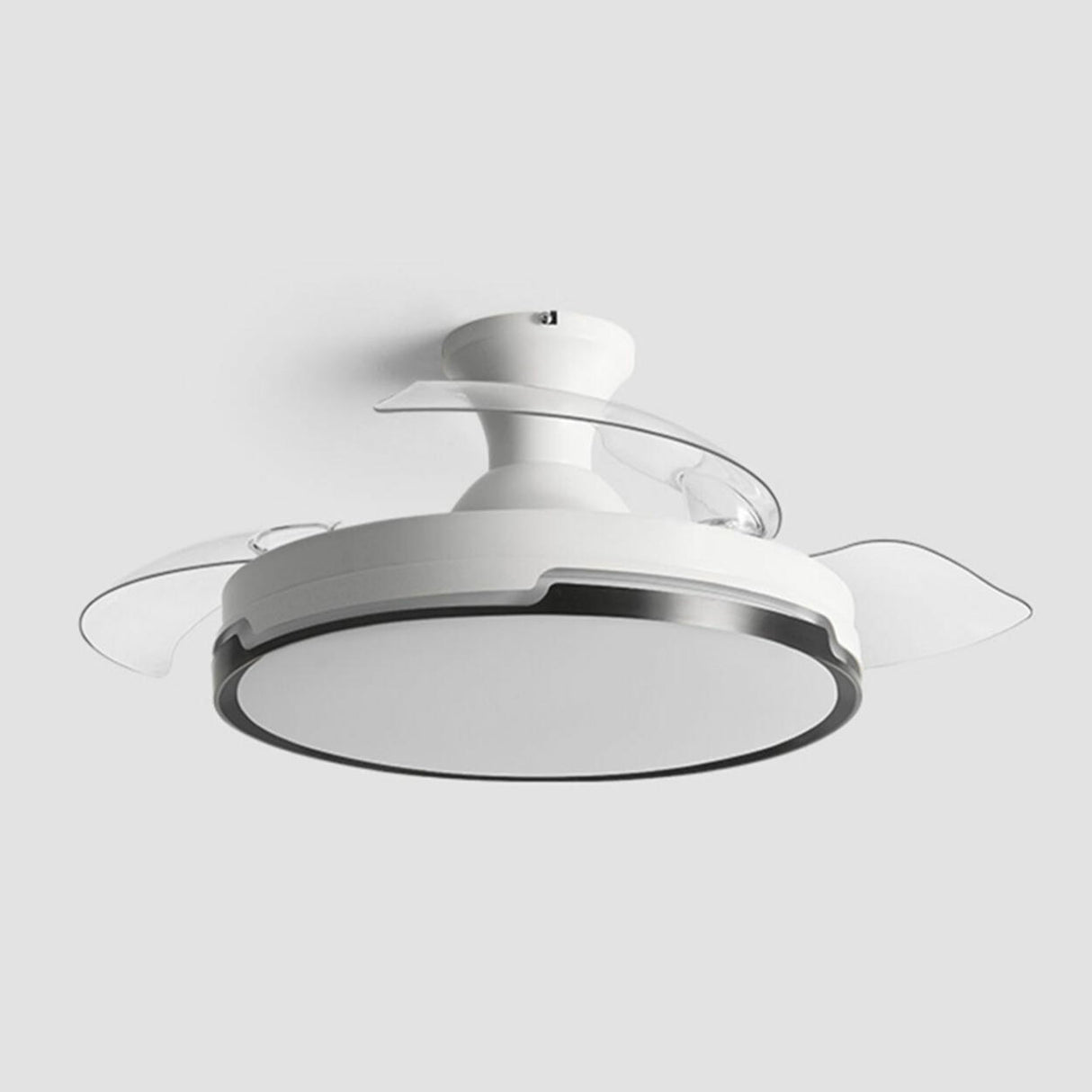 White Round 3 Clear Blade Ceiling Fan with LED Light Image - 13