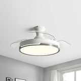 White Round 3 Clear Blade Ceiling Fan with LED Light Image - 14