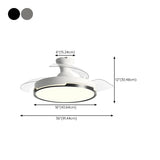 White Round 3 Clear Blade Ceiling Fan with LED Light #size