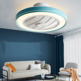 White Round Bladeless Modern Ceiling Fan with LED Light Image - 1