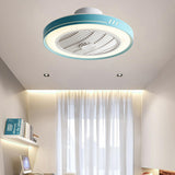 White Round Bladeless Modern Ceiling Fan with LED Light Image - 15