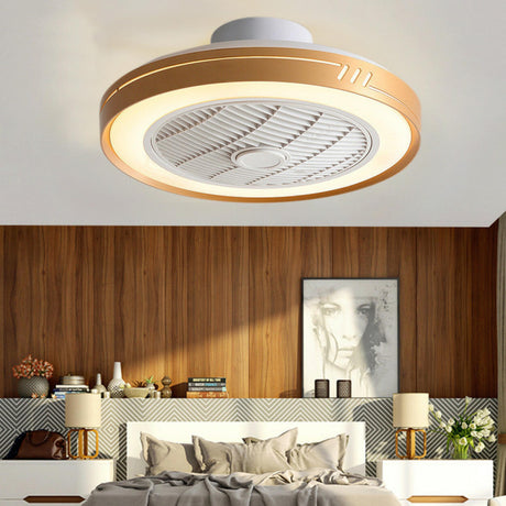 White Round Bladeless Modern Ceiling Fan with LED Light Image - 2