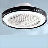 White Round Bladeless Modern Ceiling Fan with LED Light Image - 9