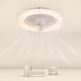 White Round Clear Blades Ceiling Fan with LED Light Image - 1