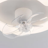 White Round Clear Blades Ceiling Fan with LED Light Image - 10