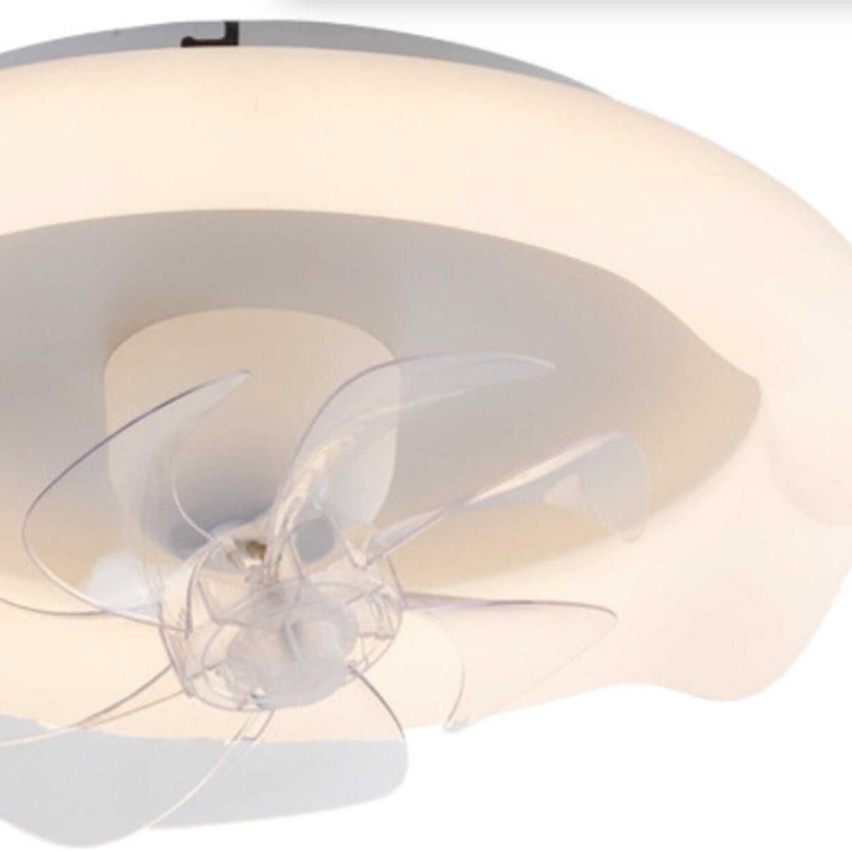 White Round Clear Blades Ceiling Fan with LED Light Image - 12