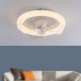 White Round Clear Blades Ceiling Fan with LED Light Image - 17