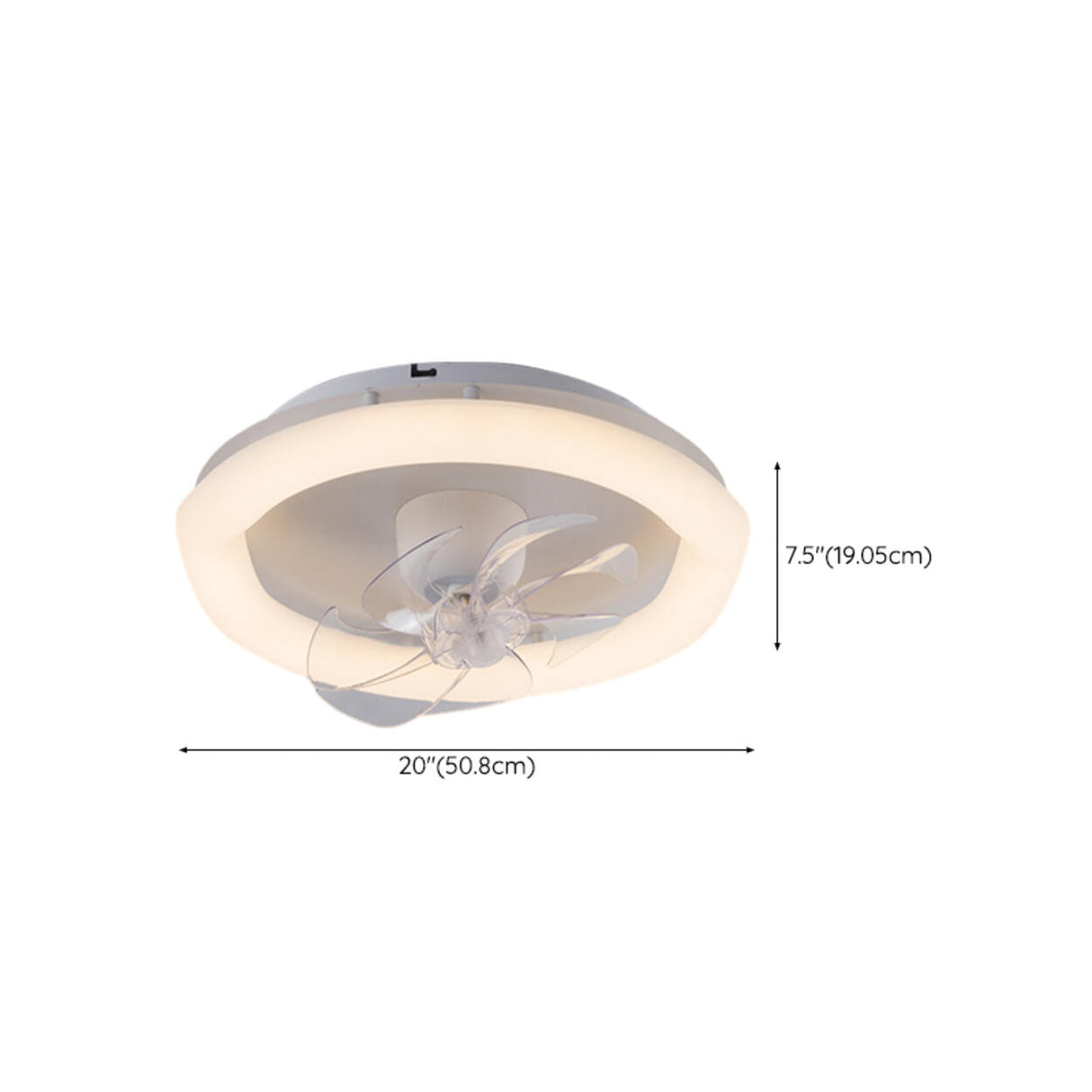 White Round Clear Blades Ceiling Fan with LED Light 