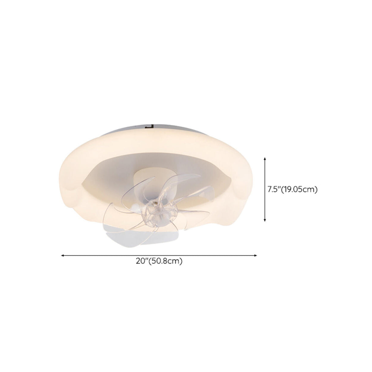 White Round Clear Blades Ceiling Fan with LED Light Image - 19