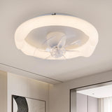 White Round Clear Blades Ceiling Fan with LED Light Image - 3