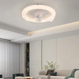 White Round Clear Blades Ceiling Fan with LED Light Image - 4