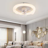 White Round Clear Blades Ceiling Fan with LED Light Image - 6