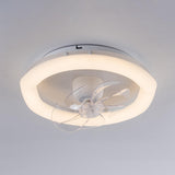 White Round Clear Blades Ceiling Fan with LED Light Image - 8