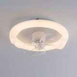 White Round Clear Blades Ceiling Fan with LED Light Image - 9