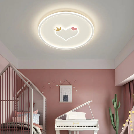 White Round Cloud Sun Pattern Dimmable Flush Mount Lamp Image - 2