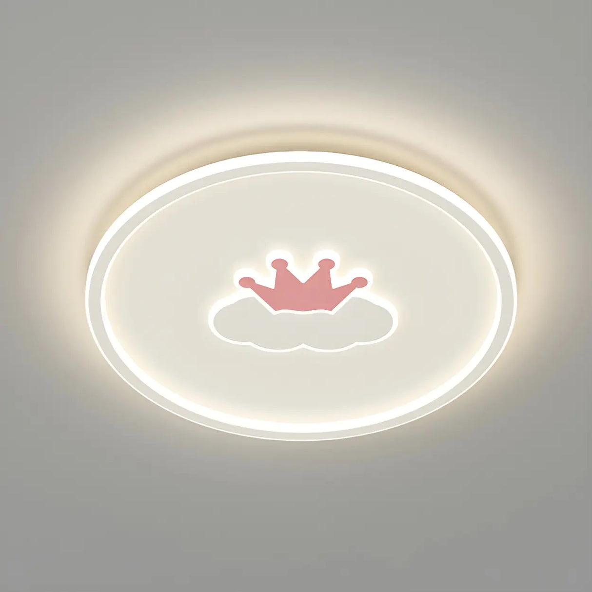 White Round Cloud Sun Pattern Dimmable Flush Mount Lamp Image - 7