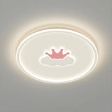 White Round Cloud Sun Pattern Dimmable Flush Mount Lamp Image - 7