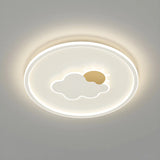 White Round Cloud Sun Pattern Dimmable Flush Mount Lamp Image - 8