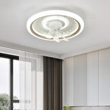 White Round LED 7 Blades Remote Ceiling Fan with Light Image - 13