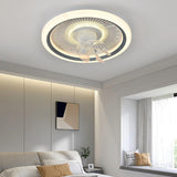 White Round LED 7 Blades Remote Ceiling Fan with Light Image - 18