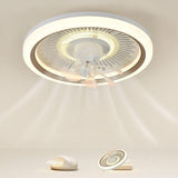 White Round LED 7 Blades Remote Ceiling Fan with Light Image - 19