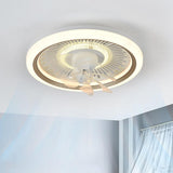 White Round LED 7 Blades Remote Ceiling Fan with Light Image - 3