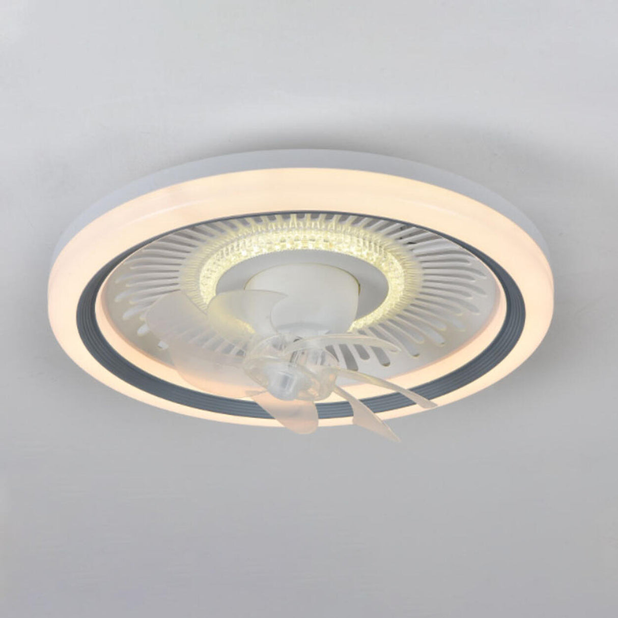 White Round LED 7 Blades Remote Ceiling Fan with Light Image - 6