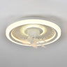 White Round LED 7 Blades Remote Ceiling Fan with Light Image - 7