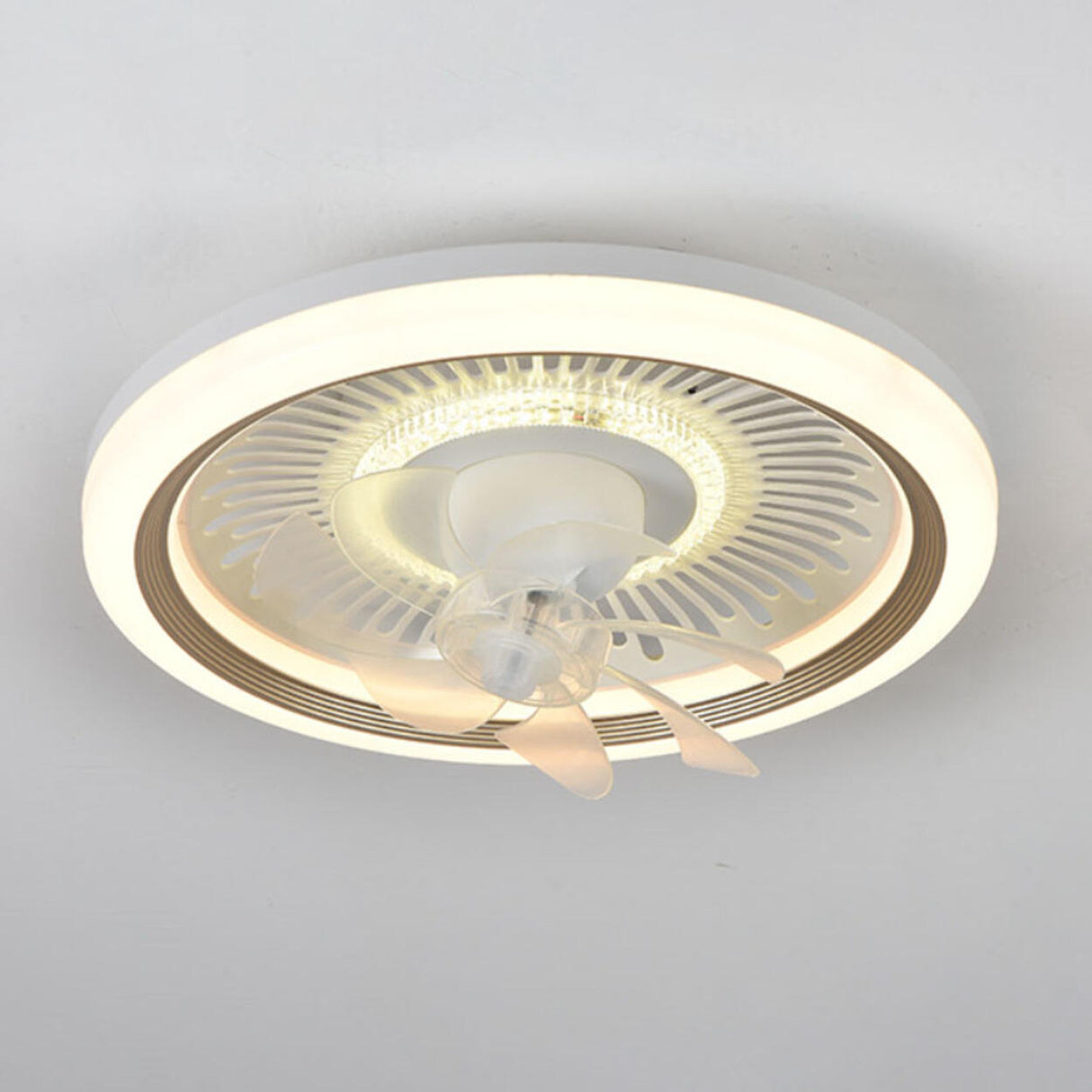 White Round LED 7 Blades Remote Ceiling Fan with Light Image - 8