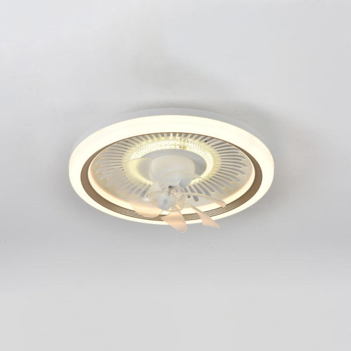 White Round LED 7 Blades Remote Ceiling Fan with Light Image - 9